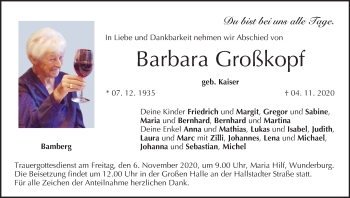 Anzeige von Barbara Großkopf von MGO