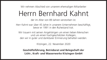 Anzeige von Bernhard Kahnt von MGO