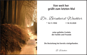 Anzeige von Bernhard Wachter von MGO