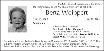 Anzeige von Berta Weippert von MGO