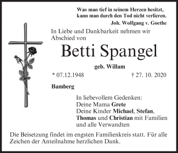 Anzeige von Betti Spangel von MGO