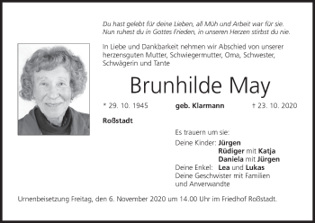 Anzeige von Brunhilde May von MGO