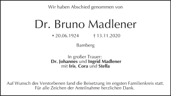 Anzeige von Bruno Madlener von MGO