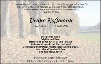 Anzeige von Bruno Roßmann von MGO