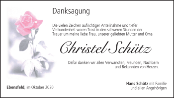 Anzeige von Christel Schütz von MGO