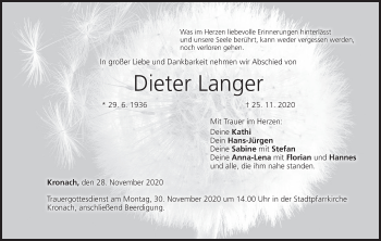 Anzeige von Dieter Langer von MGO