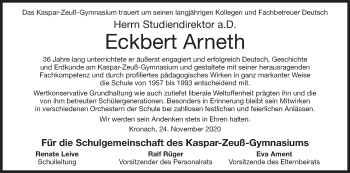 Anzeige von Eckbert Arneth von MGO
