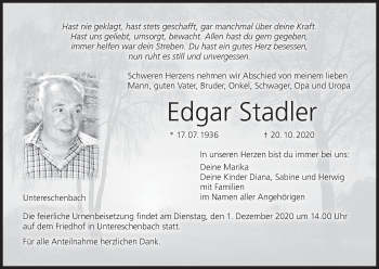 Anzeige von Edgar Stadler von MGO