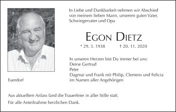 Anzeige von Egon Dietz von MGO