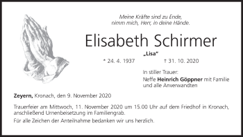 Anzeige von Elisabeth Schirmer von MGO