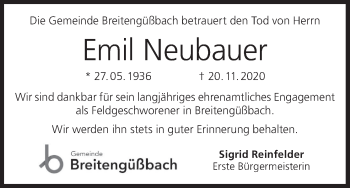 Anzeige von Emil Neubauer von MGO
