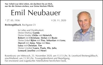 Anzeige von Emil Neubauer von MGO