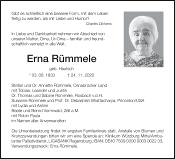 Anzeige von Erna Rümmele von MGO