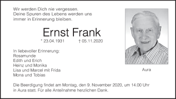 Anzeige von Ernst Frank von MGO