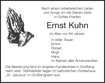 Anzeige von Ernst Kuhn von MGO