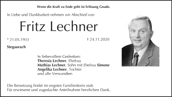 Anzeige von Fritz Lechner von MGO