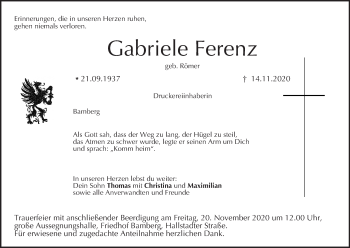 Anzeige von Gabriele Ferenz von MGO