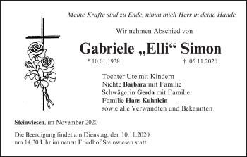 Anzeige von Gabriele  Simon von MGO