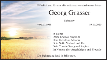 Anzeige von Georg Grasser von MGO