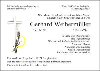 Anzeige von Gerhard Weihermüller von MGO