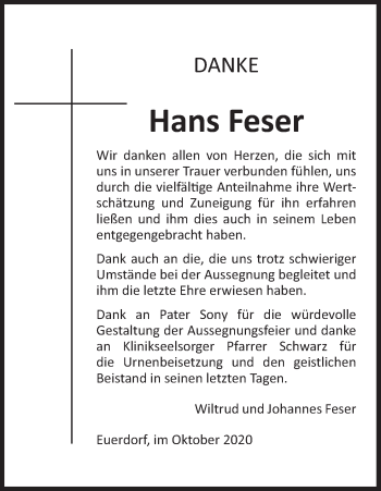 Anzeige von Hans Feser von MGO
