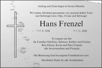 Anzeige von Hans Frenzel von MGO