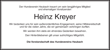 Anzeige von Heinz Kreyer von MGO