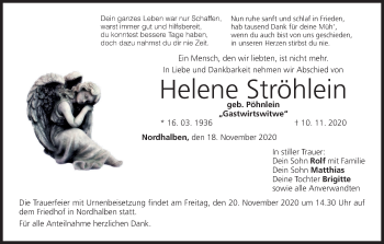 Anzeige von Helene Ströhlein von MGO