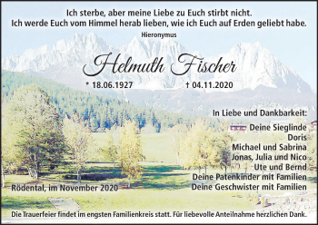 Anzeige von Helmuth Fischer von MGO