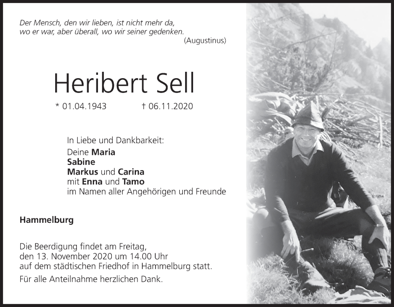  Traueranzeige für Heribert Sell vom 11.11.2020 aus MGO