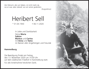 Anzeige von Heribert Sell von MGO