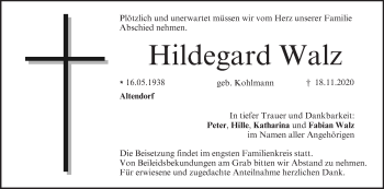Anzeige von Hildegard Walz von MGO