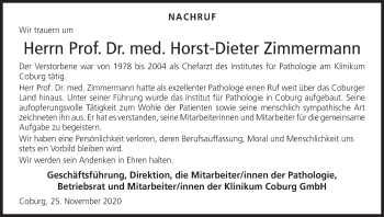 Anzeige von Horst-Dieter Zimmermann von MGO