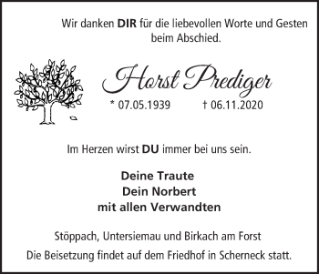 Anzeige von Horst Prediger von MGO
