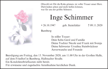 Anzeige von Inge Schimmer von MGO