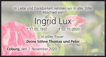 Anzeige von Ingrid Lux von MGO