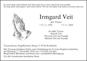 Anzeige von Irmgard Veit von MGO
