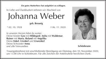 Anzeige von Johanna Weber von MGO