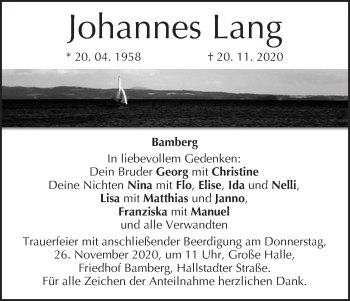 Anzeige von Johannes Lang von MGO