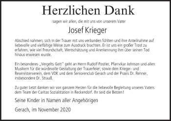 Anzeige von Josef Krieger von MGO
