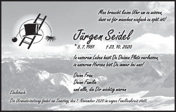 Anzeige von Jürgen Seidel von MGO