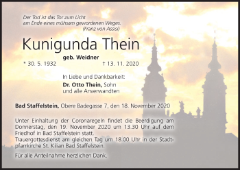 Anzeige von Kunigunda Thein von MGO