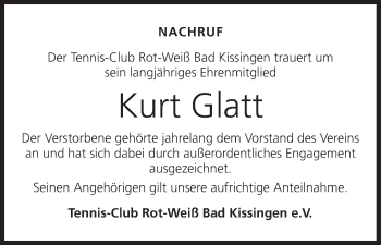 Anzeige von Kurt Glatt von MGO