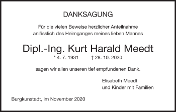 Anzeige von Kurt Harald Meedt von MGO