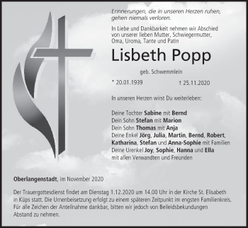 Anzeige von Lisbeth Popp von MGO