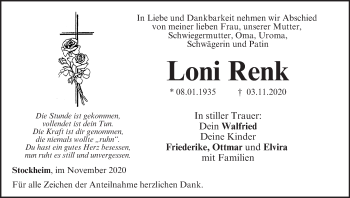 Anzeige von Loni Renk von MGO