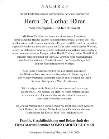 Anzeige von Lothar Härer von MGO