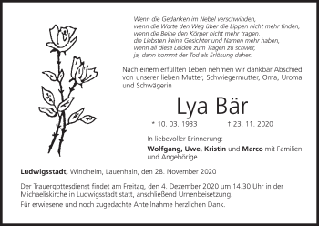 Anzeige von Lya Bär von MGO