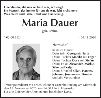 Anzeige von Maria Dauer von MGO