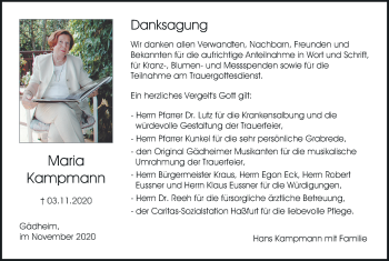 Anzeige von Maria Kampmann von MGO